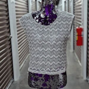 Soy Medium Silver Sheer Tank Top Blouse